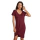 thumbnail image 4 of ABPHQTO Vestido tipo camiseta con diseño torcido de jersey Clear Skies en vino para mujer, 4 of 5