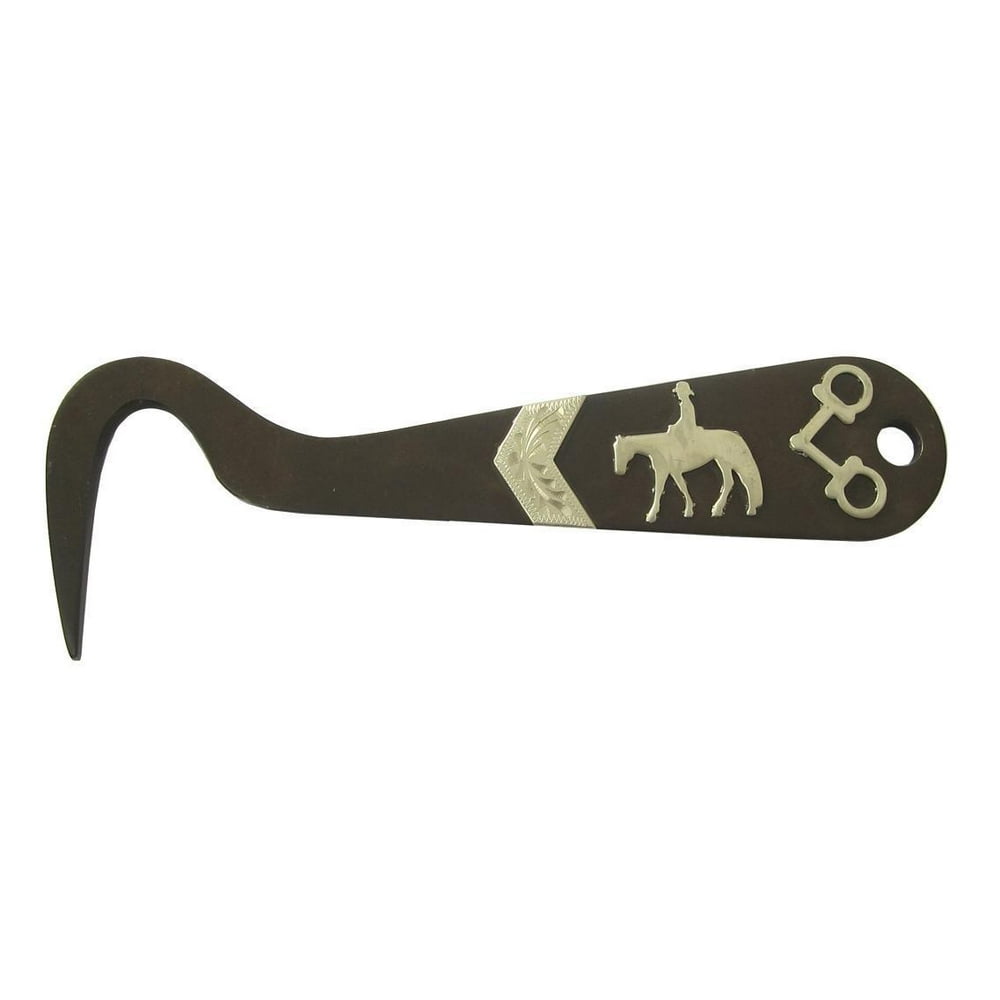 Horse Hoof Pick Solid Steel Antique Brown Color Silver Engraving Stable