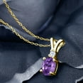 thumbnail image 2 of Gem Stone King 1.20 Ct Purple Amethyst White Created Sapphire 18K Yellow Gold Plated Silver Pendant with Chain, 2 of 4