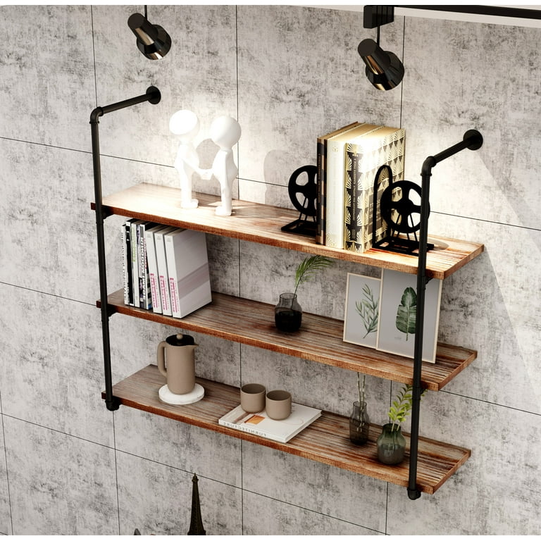 Steampunk outlet pipe shelves