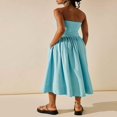 thumbnail image 2 of Women Midi Dress Summer Strapless Patchwork Solid Color Dress, 2 of 4
