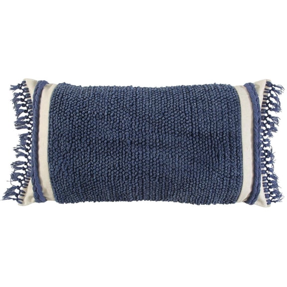 Rizzy Home Recyceld Cotton Textured Macrame Blue 14"X26" Pillow Cover 2 Pack