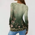 thumbnail image 4 of Boho Tops for Women Stretch Long Sleeve Ribbed Shirts Henley Neck Floral Print Fall Tunic Blouses Tshirts, 4 of 6