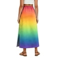 thumbnail image 6 of Gradient High Waisted Skirt, Casual Flowy Long Skirt with Slit and Pockets, Summer Ombre A-Line Slacks, 6 of 6