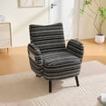 thumbnail image 3 of CQSXDA Modern Armchair In Sanded Fabric Featuring Solid Wood Legs And Side Pocket For Bedroom Or Office Use, Black, 3 of 20