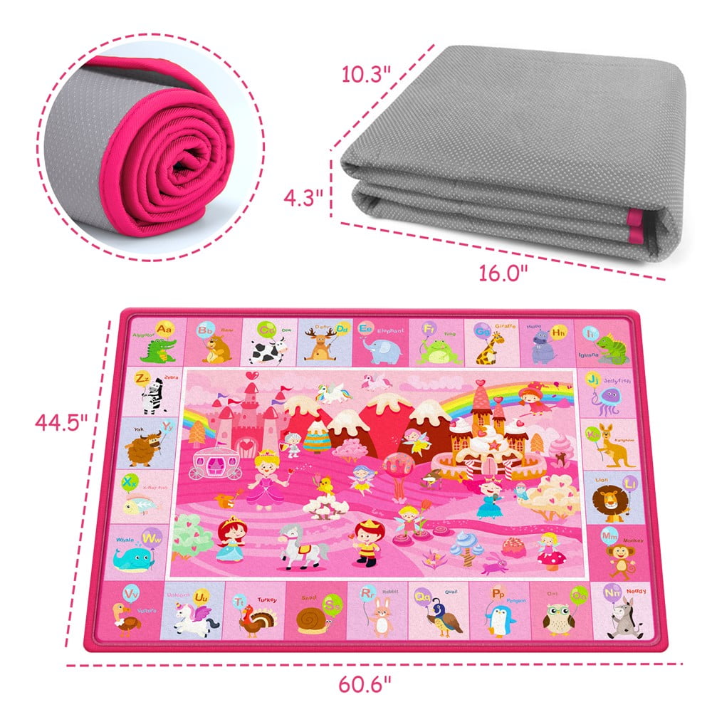 beetoy Baby Play Mat for Floor, Soft Plush Baby Crawling Mat, 60.6" X 44.5" Large ABC Rug for Babies and Toddlers, Foldable Tummy Time Mat Non-Slip Crawling Mat for Boys and Girls 0-6-12 Months