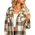 thumbnail image 4 of Manteau Trench Court à Imprimé Uni/à Carreaux pour Femmes, Mode, Col à Revers, Manches Longues, Boutonné, 4 of 7