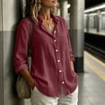 thumbnail image 6 of DeHolifer Shirts for Women Button Down Long Sleeve Dress Shirts Collared Blouses Work Casual Solid Tunic Tops Wine L, 6 of 7