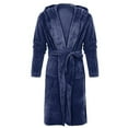 thumbnail image 2 of Prolriy Robes for Women, Women Hooded Bathrobe Lightweight Soft Plush Long Flannel Sleepwear Hooded Bathrobe Plush Long Warm Robe Womens Robe Navy L, 2 of 4