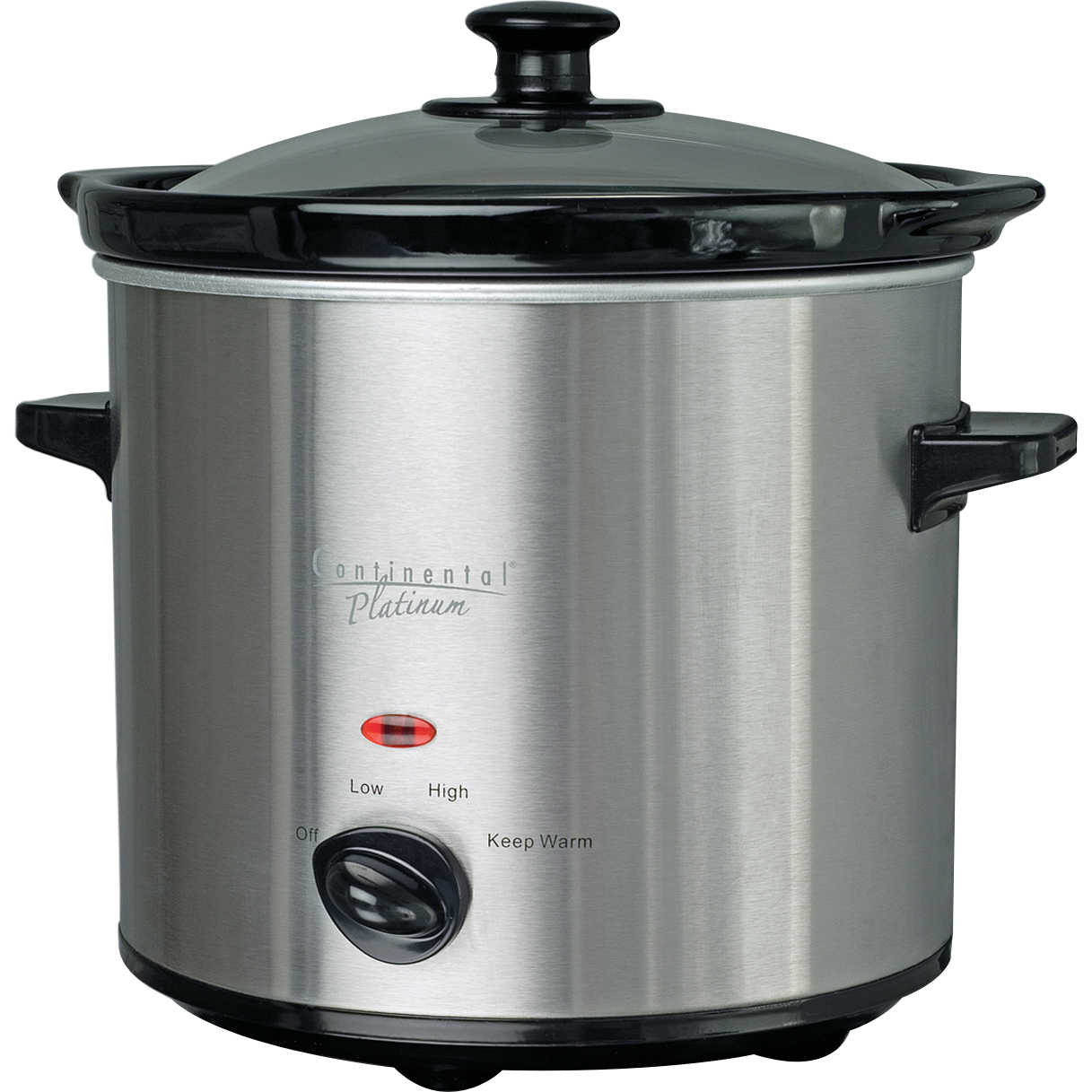 Continental Electric Slow Cooker 2Quart Glass Lid Stainless Steel