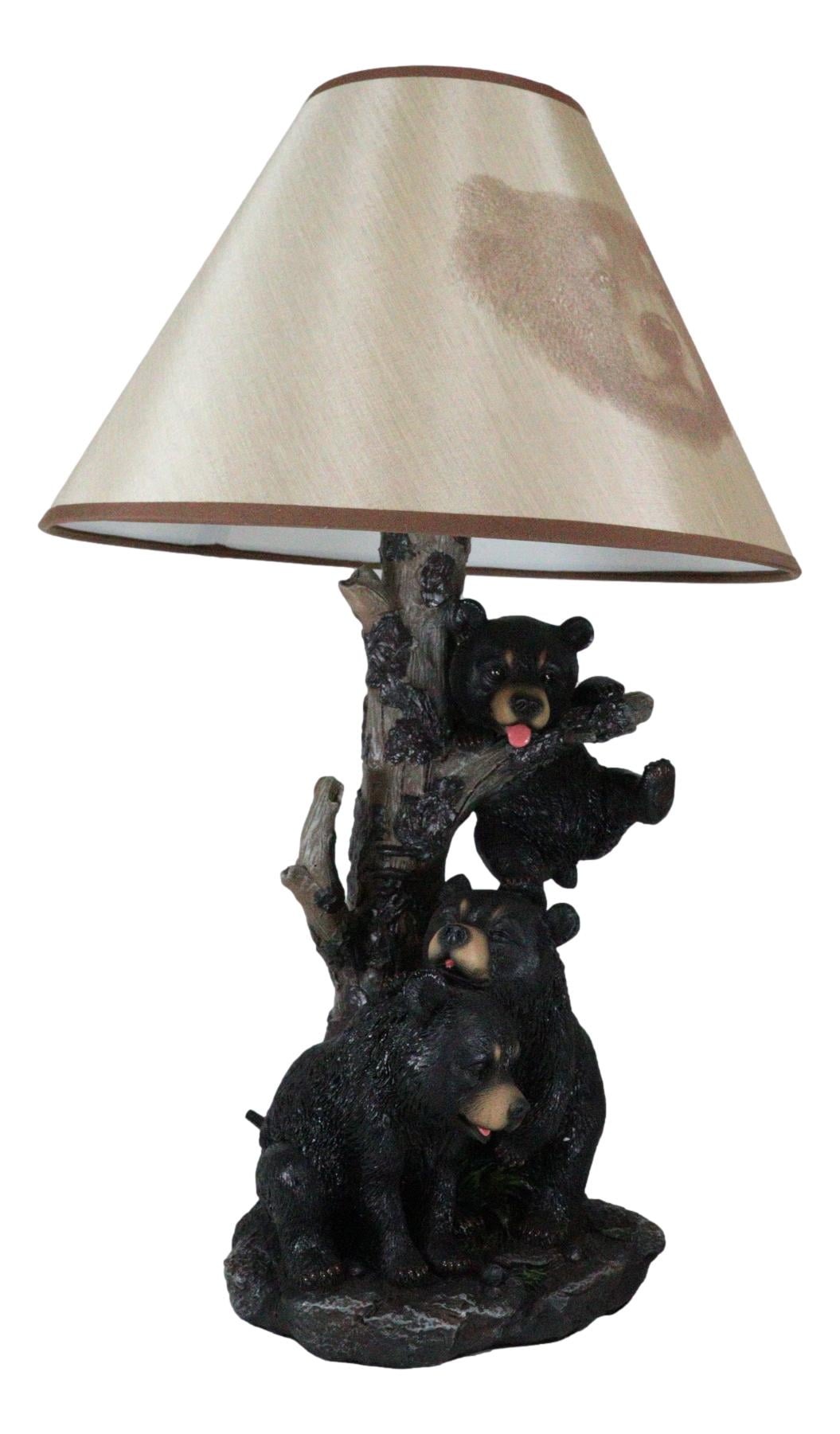 Ebros Climbing Black Bear Cubs Table Lamp With Bear Shade Desk Lamp (Set of 2)