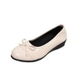 thumbnail image 2 of Miluxas Women's Bow Ballet Flats Slip-On Round Toe Bowknot Ballerina Flat Elegant Dress Comfort Casual Daily Spring Summer Shoes Beige 6(37), 2 of 9