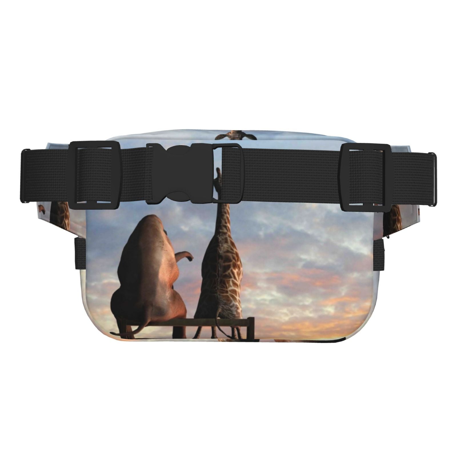 Hirioo Elephant Giraffe for Double Layer Waist Bag Adjustable Fanny Pack For Travel Running Hiking