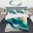 thumbnail image 2 of Designart "Celebratory Blues in Turquoise II" Abstract Liquid Ink Bedding Covert Set - Modern Blue Abstract Bed Set With 1 Sham, 2 of 6