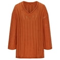thumbnail image 3 of Lovskoo 2024 Sweaters for Women Winter Trendy Long Sleeve Solid Color V-Neck Sweater Pullover Tops Orange, 3 of 5