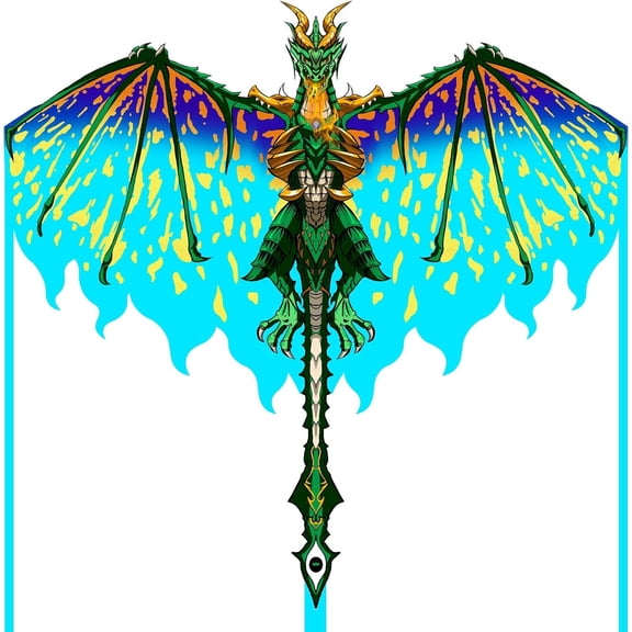 Dragon Kite for Kids & Adults, Easy to Fly Best Beach Kites for Beginners, 300ft Kite String Included