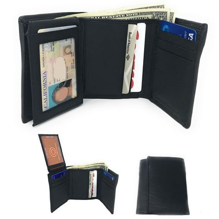 casaba casaba genuine leather trifold wallets easy flip up id card