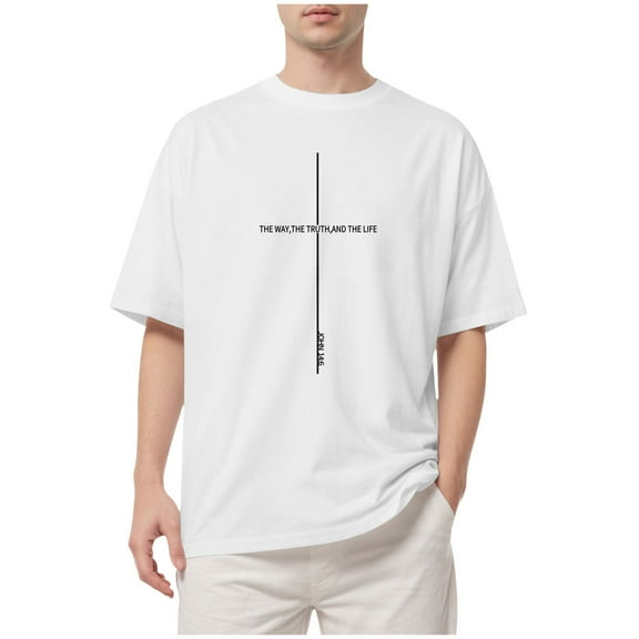 SLdy Mens Christian T Shirts Mens Oversized T Shirt God Faith Religious Tshirt, White XXL