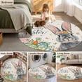 thumbnail image 5 of Round Rugs 8Ft, Happy Easter Round Area Rug Washable Indoor Throw Carpet, Spring Bunny Easter Eggs Floral Beige Burlap Large Non Slip Circle Rug for Kids Room RV Home Decor Aesthetic, 5 of 8