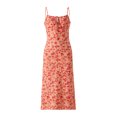 thumbnail image 1 of VISgogo - Vestido informal para mujer, estampado floral, sin mangas, cuello de tirantes, lazo en la parte inferior, vestido de playa con abertura alta VISgogo  moda, 1 of 9