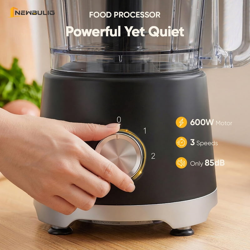 Gianna Food Processors 10.5 Cup, Vegetable Chopper with 5 Blades, 3 Modes Food Processor, Large Capacity, Dishwasher Safe, Stainless Steel Blades, for Smoothie, Fruit, Dough，Black