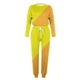 thumbnail image 4 of YUGYXL Lounge Sets for Women 2 Piece Outfits Sweatsuits Set Colorblock Tops Long Pant Loungewear Workout Athletic Tracksuits Yellow XL, 4 of 5