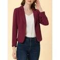 thumbnail image 6 of INSPIRE CHIC Women's Blazer Open Front Wear-to-Work Summer Crop Suit Jacket L Burgundy-Solid, 6 of 8