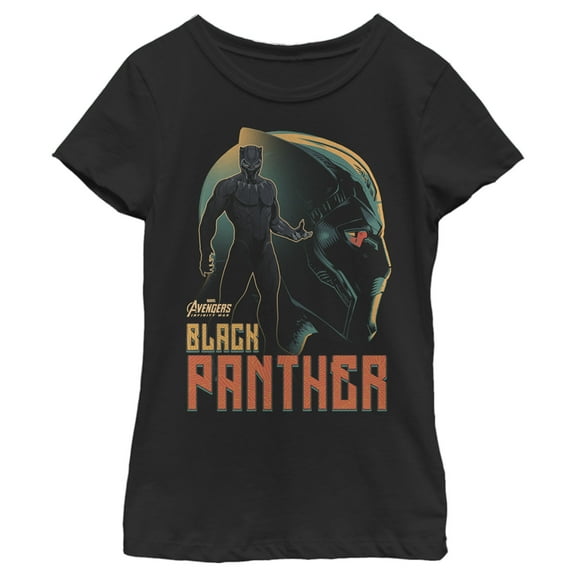 Girl's Marvel Avengers: Infinity War Black Panther Portrait  Graphic Tee Black Large