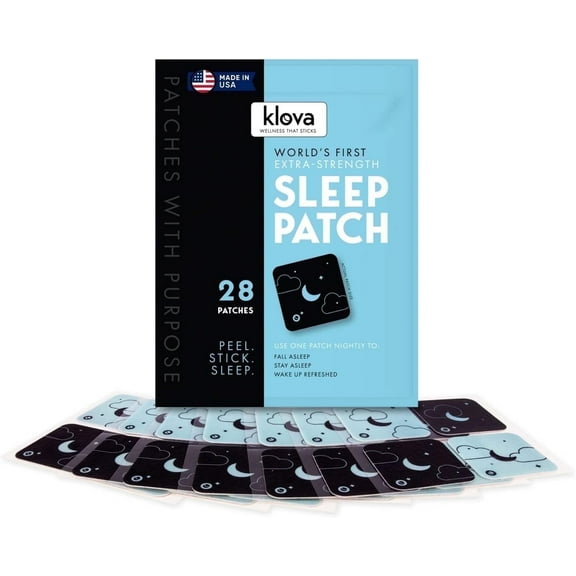 Klova Extra Strength Sleep Patches with 6mg Melatonin, Valerian, Passionflower, L-Theanine & More, 28 Count