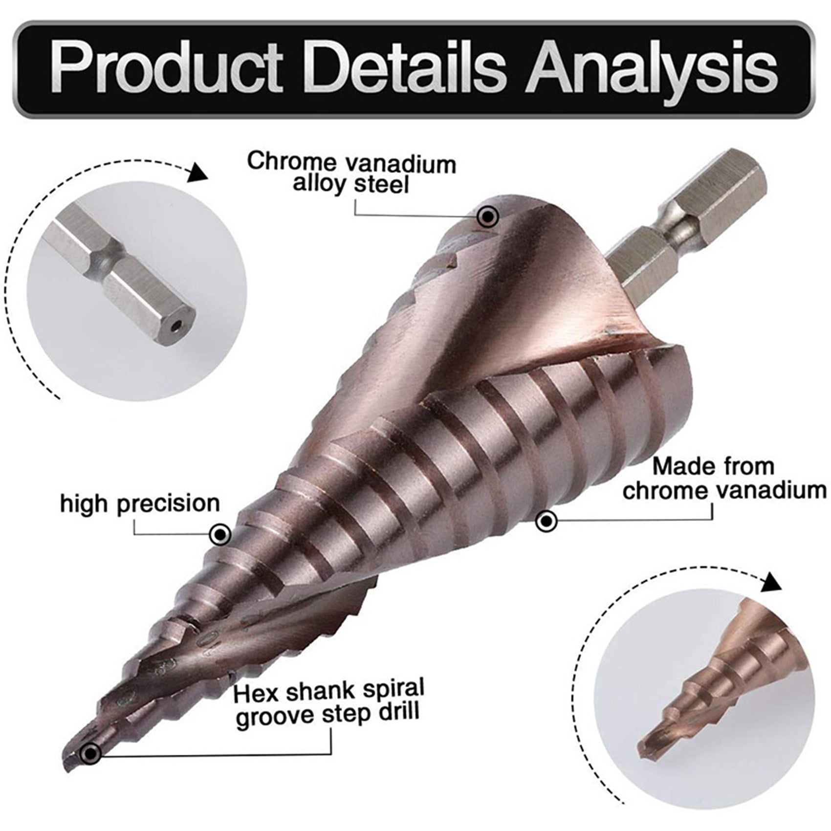 2X M35 HSS Co Step Drill Bit Cobalt Cone Drill Bits 4-32mm Wood Stainless Steel Metal Hole Saw Tool Set Hex,2 * 4-32mm Drilling Bit,Bronze