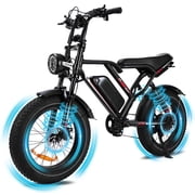 HiQiS S8 Electric Bike for Adult, 750W 20" Fat Tire 48V 17.5AH Removable Battery, 28MPH Shimano 7 Speed Disc Brake Off-Road Mountain Ebike UL2849, Black