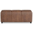 thumbnail image 3 of Avalon 42 inch Wide Contemporary Storage Ottoman in Distressed Saddle Brown Vegan Leather, 3 of 9