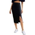 thumbnail image 1 of Falda midi básica de punto acanalado para mujer Negro - XL Negro - XL Xishao ropa, 1 of 2