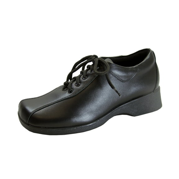 24 HOUR COMFORT Caprice Wide Width Leather Lace-Up Shoes BLACK 5