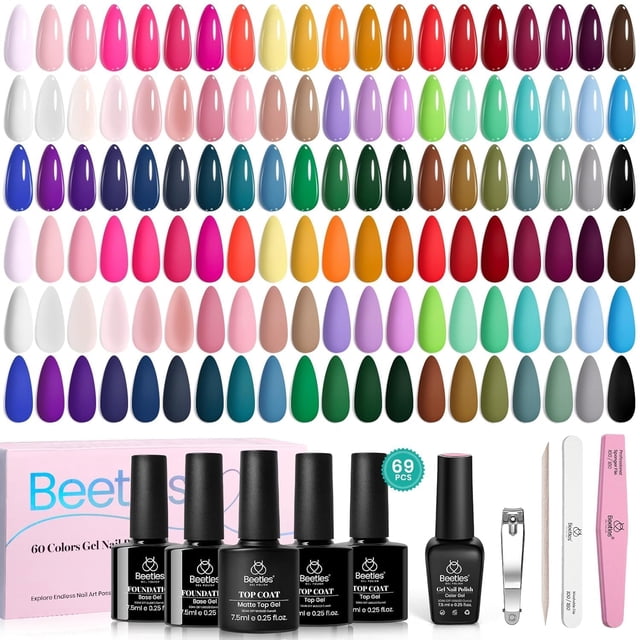 Set de esmaltes de uñas en gel Beetles, 69 unidades, 60 colores