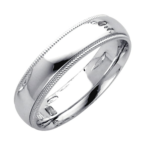 14k White Gold 5mm Milligrain Comfort-Fit Wedding Band Ring Size 4 Wedding Band for Women and Men