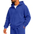 thumbnail image 2 of Rexolia Mens Full Zip Hoodie Long Sleeve Solid Color Plain Hooded Sweatshirt Casual Track Jacket Fall Spring Lightweight Royal Blue 3XL, 2 of 5