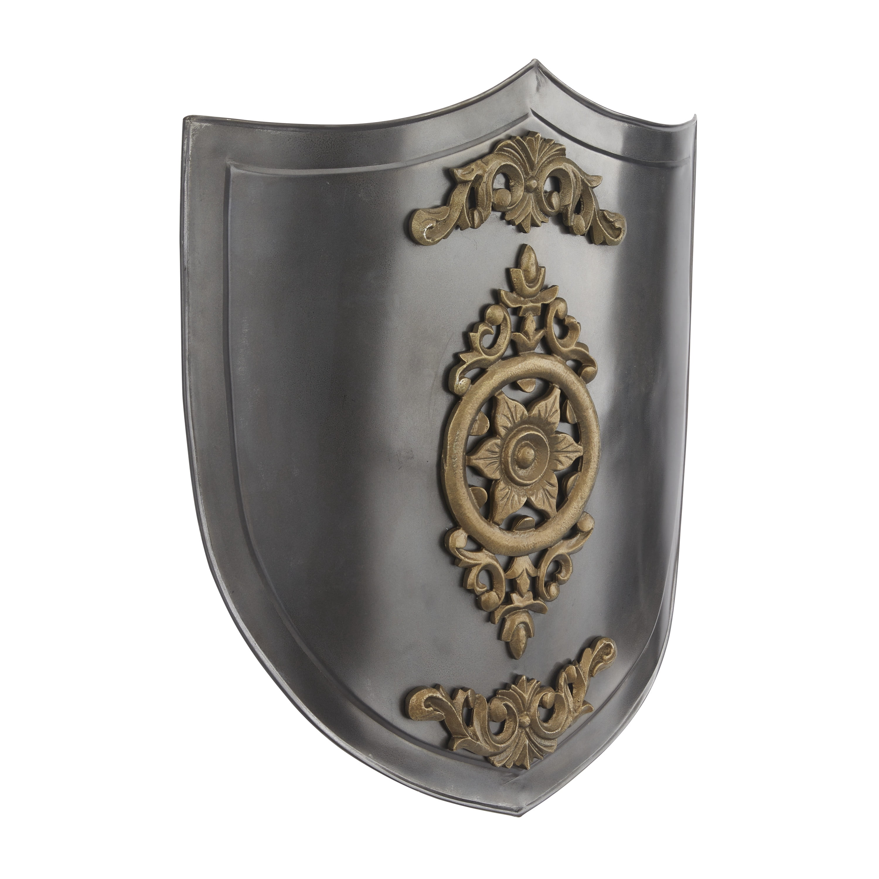 DecMode Gray Metal Armor Shield Wall Decor