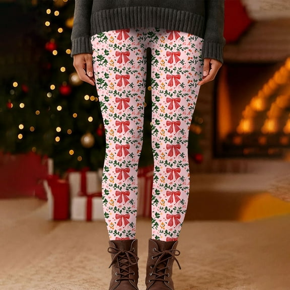 Gamivast Christmas Leggings for Women Holiday High Waisted Comfortable and Stretchy Pj Pants Printed Straight Leg Funny Xmas Legging Cute Lounge Bottoms Running Yoga Pants