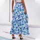 thumbnail image 5 of Falda midi bohemia con estampado floral, cintura alta, dobladillo con volantes, perfecta para fiestas y vacaciones diarias, talla L, 5 of 7