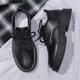 thumbnail image 3 of Zapatos de cuero de negocios para hombre, mocasines Oxford con plataforma, antideslizantes, gruesos, estilo Derby, color negro, 3 of 4