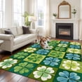 thumbnail image 2 of Large Area Rugs for Living Room Bedroom, St. Patrick's Day 8'x10' Rug Washable Carpet Runner Indoor Outdoor, Green Blue Lucky Shamrocks Rustic Leaves Non Slip Floor Mats Rug for Kitchen, Patio, 2 of 8