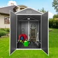 thumbnail image 4 of 6ft x 6ft Plastic Outdoor Storage with Floor and Lockable Door Plastic Garden Shed for Backyard, Lawn, Gray, 4 of 7