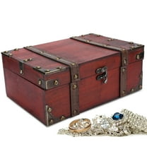 Vintage Wooden Jewelry Box, European Style Large Capacity Treasure Chest Sturdy Strong Perfect For Home Decoration For Room 6282-2301