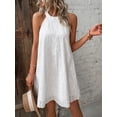 thumbnail image 3 of Vestido corto holgado con cuello Halter para mujer, traje elegante de encaje sin mangas, informal, para fiesta y playa, Y2K, color negro, 2024, 3 of 5
