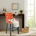 thumbnail image 3 of DONICK Velvet Counter Height Bar Stools Set of 2,Button Tufted Back Bar Chair Nailhead Back Pull Tab Wooden Leg(Orange), 3 of 9