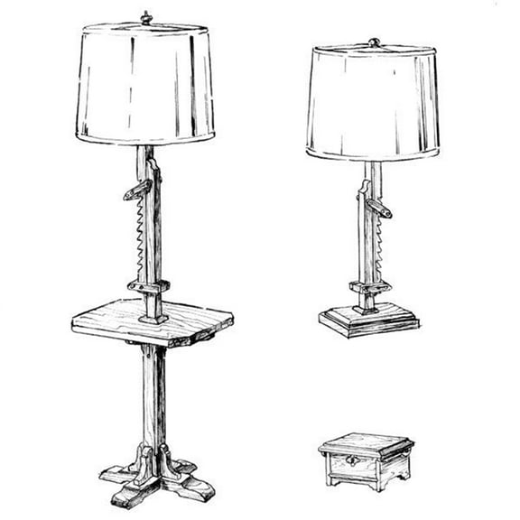 Woodcraft Project Paper Plan To Build Two Ratchet Lamp/Trinket Box - Material Not Included