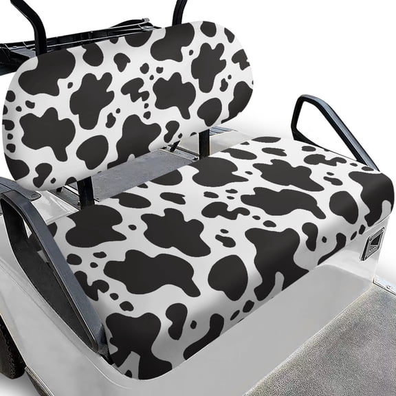 Pzuqiu Cow Print 2-Piece Golf Cart Seat Covers | Breathable Washable Universal Fit for Most 2-Seater Golf Carts | Durable Protective Decor