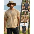 thumbnail image 6 of Men's Casual Henley Shirt Short Sleeve Cotton Fashion T-Shirt with Pocket, Retro Textured Slim Fit Summer Top Apricot 2XL, 6 of 8