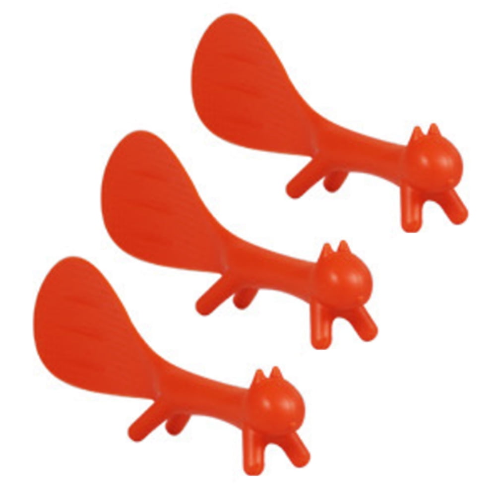 TMROW 3pcs Creative Household Kitchen Tools,Lovely Squirrel Shape Standing Spoon Non-Stick Rice Spoon Fashion Rice Cooker Dishes Filled Scoop Shovel Random Color 